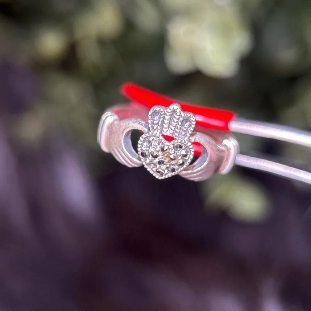 Sterling‎ Silver 925 Claddagh Marcasite Ring
